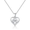 Contigo en mi corazón Colgante en forma de corazón estilo coreano Corazón palpitante inteligente Cadena de clavícula de niña Joyería de plata Personalidad simple estilo coreano