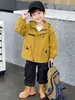 Q073 Cortavientos de Otoño para Niños, Chaqueta con Capucha a Prueba de Viento para Exteriores, Nuevo Abrigo Elegante para Niños de Primavera y Otoño