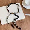 Colar Tecido Lenço de Seda Estampado Animal Print com Contas de Madeira Divertidas Corrente para Suéter Personalizada Acessórios de Design Original de Nicho
