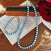 Conjunto de Colar e Pulseira de Pérolas Shijia Qualidade Rosa Azul Azul Prata com Múltiplas Formas de Usar