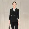 Conjunto de traje azul para otoño e invierno para mujer, atuendo formal profesional, traje de dama con pantalón, ropa de trabajo para exámenes de arte de transmisión y presentadores