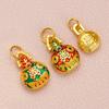 Yong Jia Pin Vidrio Gris Fragante Accesorios para Té Familia de Tres Bestias Doradas Golondrina Pulsera Chapada en Oro Azul Quemado Accesorios DIY con Cuentas