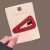 Grampo de cabelo triangular xadrez de bolinhas em tecido estilo coreano para mulheres, novo modelo 2026, presilha lateral para franja, grampo de cabelo BB para franja frontal