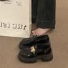 Zapatos Pequeños de Cuero Negro de Suela Gruesa Estilo Británico para Mujer 2025 Primavera Nuevo Retro Versátil Mocasines Mary Jane de Una Pata