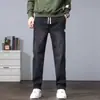 Jeans Holgados Rectos para Hombre con Cintura Elástica, Pantalones Largos Casuales Versátiles de Moda, Pantalones de Trabajo Duraderos