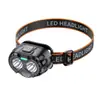 Linterna frontal de luz fuerte para exteriores, batería de larga duración, batería de litio, doble fuente de luz, linterna frontal montada en la cabeza, linterna de pesca con sensor de movimiento, linterna para pesca nocturna