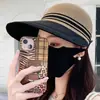 Nuevo Estilo Primavera y Verano Estilo Coreano Hueco Transpirable Malla Protección Solar Ala Ancha Cubre Rostro Sombrero de Sol para Viajes al Aire Libre