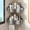 Estante de almacenamiento de aluminio espacial montado en la pared, diseño de ventosa, no requiere perforación, toallero, organizador de baño plegable para el baño