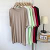 Camiseta de Modal com Caimento Feminina Verão Macia Drapada Modal Fresca e Não Sensível Comprimento Médio Cor Lisa Saia Camiseta Top