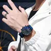 Relógios Masculinos em Estoque Atacado Transfronteiriço Decorativos de Mostrador Grande Luz Azul Esportivo Quartzo Silicone para Homens com Sensação de Alto Padrão