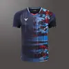 Nuevo Traje de Baile Li Zijia para Hombre y Mujer Traje de Bádminton Manga Corta Ropa Deportiva Traje de Competición Transpirable Absorbente de Sudor Estampado