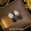 Colar de Aço Titânio Flor de Zircônia Praça Popular Transfronteiriça Brincos Femininos Design de Nicho Joias com Cravação de Zircônia de Luxo Leve