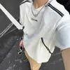 Camiseta Negra con Hombrera y Diseño de Cremallera Metálica, Marca de Moda Cleanfit de Manga Corta Estilo Americano High Street para Hombre Verano Media Manga