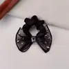 Scrunchie de Luxo Preto com Laço e Strass Doce Elegante Elástico de Alta Elasticidade Corda de Cabelo Acessório de Cabelo