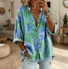 2026 AliExpress TEMU moda de comércio exterior padrão estampa 3D manga longa gola alta cardigã camisa feminina de manga longa