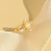 [Princesa do Castelo] Novo Anel Feminino de Pedra Opala Natural Moda Nicho Design Original Anel de Cauda Anel de Luxo Leve