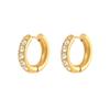 Brincos de Aço Inoxidável com Design de Nicho Elevado em Forma de C com Diamantes, Brincos de Zircônia de Círculo Simples Elegantes de Aço Titânio para Mulheres
