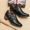 Nuevas botas de hombre de talla grande con tacón alto y puntiagudas que aumentan la altura, zapatos de boda a la moda, zapatos ajustados sin cordones, zapatos de cuero transparente