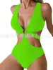 Aliexpress Amazon Venta Caliente Europea y Americana Multicolor Talla Grande Traje de Baño de una Pieza Cruzado con Copas Rígidas Plisado Adelgazante para Mujer