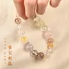 Pulsera de Cristal Natural de Piedra de Oro Oculto con Múltiples Cuentas para Mujer, Lujo Ligero, Nicho, Llena de Riqueza, Pulsera Super Siete al por Mayor