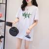 D143 Camiseta de Largo Medio Rota para Mujer Verano 2025 Nueva de Manga Corta Ins Trendy Estilo Coreano Suelta Manga Media Top Camiseta