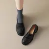 Zapatos de cuero para mujer Chuyuji ultra suaves con punta redonda y tacón alto 2026 otoño retro francés adelgazantes con tacón grueso que aumentan la altura mocasines