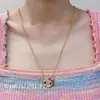 Collar Anillo Colgante de Gato Kt con Lazo Lindo de Dibujos Animados Lujo Accesible Gama Alta Elegante Versátil Cadena Clavicular Full Diamond para Mujeres