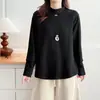 Camiseta Larga de Manga Larga con Forro Polar, Estilo Coreano de Moda, Corte Entallado, Talla Grande, Cálida y Versátil para Otoño e Invierno, Top para Mujer
