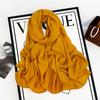 Bufanda nueva de imitación de algodón y lino para otoño e invierno, bufanda de seda de color liso para mujer, bufanda larga monocromática caqui vintage, chal largo decorativo, venta al por mayor