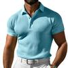 Camisa Polo Deportiva Casual de Waffle de Color Sólido para Hombre Europea y Americana de Amazon con Polo Transpirable de Talla Grande