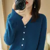 Jaqueta Cardigan Feminina Nova Estilo Outono/Inverno Decote V Manga Longa Tamanho Grande Tricô Camisa Base Suéter Externo Feminino Estilo Coreano