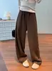 Pantalones Anchos de Tiro Alto Color Blanco Roto para Mujer, Otoño, Caída Suelta, Largo hasta el Suelo, Pierna Banana, Suaves, Versátiles, Casuales, Pantalones de Chándal Deportivos