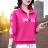 Moletom de Algodão Puro para Mulheres, Meio Zíper, Estilo Primavera e Outono, Nova Moda 2025, Roupa de Outono para Reduzir a Idade, Top Esportivo Feminino com Gola Alta