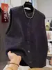 Outono 2026 Novo Cardigan Colete de Tricô Feminino Estilo Britânico Colete Suéter Camada Superior Sem Mangas