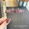 Pente de Cabelo Flor de Cristal Rosa-Roxo Brilhante Exquisito 2026 para Arrumar Cabelos Soltos, Acessório de Cabelo Moderno e Simples para Mulheres
