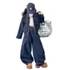 Rantuo Otoño 2026 Nuevo Conjunto Casual de Dos Piezas Largo de Mezclilla Color Bloque para Niños Mayores, Estilo Primavera y Otoño, Transfronterizo