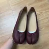 Versión de Piel de Oveja~Zapatos de Cuero Genuino Plegados de Suela Blanda con Punta Dividida para Mujer, Zapatos Mary Jane de Pezuña de Cerdo, Zapatos Pequeños de Cuero Negros, Mocasines Planos