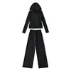 Ropa sexy para mujer estilo europeo y americano: Sudadera con capucha ajustada y protección solar, top de yoga, chaqueta tipo cárdigan + pantalones deportivos de cintura alta con cordón