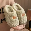Nuevas pantuflas de algodón peluche para mujer, uso interior en casa en invierno, de suela gruesa, antideslizantes, pantuflas de algodón cálidas de peluche con suela suave para parejas de hombres