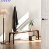Banco de Lujo de Entrada Nórdico de Madera Maciza Nogal Negro Norteamericano Taburete de Mesa de Comedor Taburete de Madera Maciza para Cambiarse los Zapatos Tabla Larga Estilo Italiano