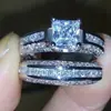 Sanjie desejo comércio exterior quente novo conjunto de anéis zircônia Diamante Branco Diamante Azul Fábrica Direta estoque atacado