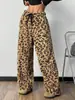 Pantalones Casuales Nuevos Europeos y Americanos de AliExpress Transfronterizos Estampado de Leopardo Pantalones Largos de Pierna Ancha