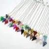 Venta caliente Ágata natural Cristal gema cono hexágono cono colgante DIY Colgante de cristal
