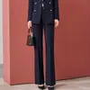 Traje Negro Profesional Set para Mujer Otoño Invierno Estudiante Universitario Entrevista Traje Profesional Examen de Funcionario Ropa de Trabajo Traje de Doble Botonadura