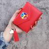 Bolsa para Monedas con Borla de Color Sólido Amor y Paz Porta Tarjeta de Estudiante de Aliexpress Ranura para Múltiples Tarjetas Cartera Corta Delgada Cartera