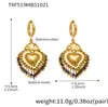 Acero Inoxidable Piedra Natural Borla Corona Corazón Estampado Cerámico DIY Multi-Accesorio Colgante Collar Aretes Set para Mujeres