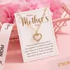 Colar com Cartão de Dia das Mães, Joia, Pingente de Coração de Liga Metálica Elegante e Simples, Colar com Cartão Versátil para Mulheres