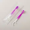 Cepillo de dientes desechable con perlas efervescentes, hilo dental, palillo de dientes, set de viaje para adultos, limpiador de lengua mini portátil para viajes de negocios