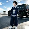 Conjunto de pelúcia para meninos, primavera e outono, estilo coreano, conjunto esportivo infantil de duas peças, para crianças maiores, qualidade de exportação