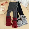 Leggings Grossas para Meninas para Outono e Inverno, Meias Folgadas Infantis, Calças Versáteis Forradas com Lã para Bebês Meninas